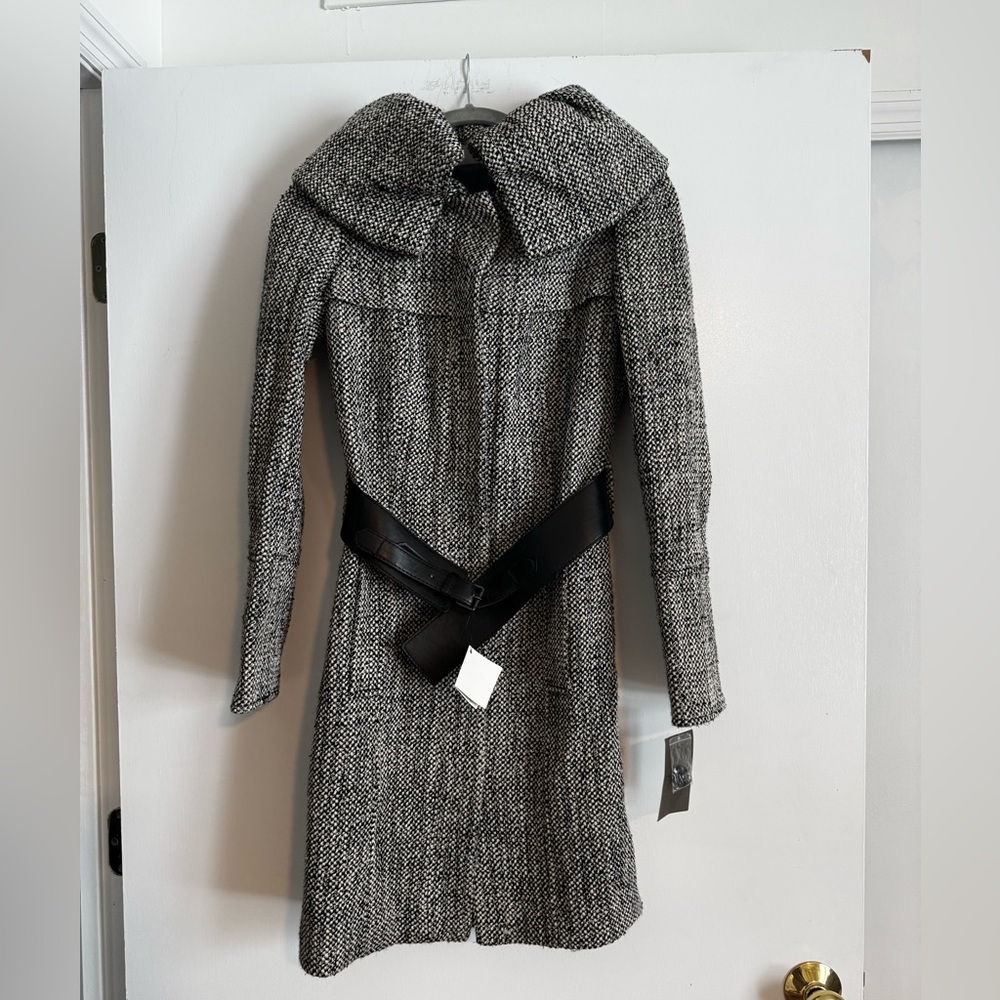 Zara Black and Gray Tweed Coat with smock collar